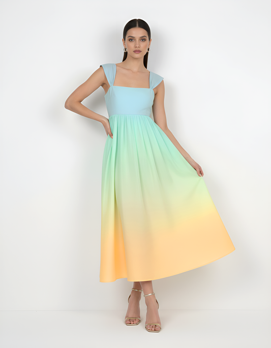Ombre Blue Yellow Pastel Midi