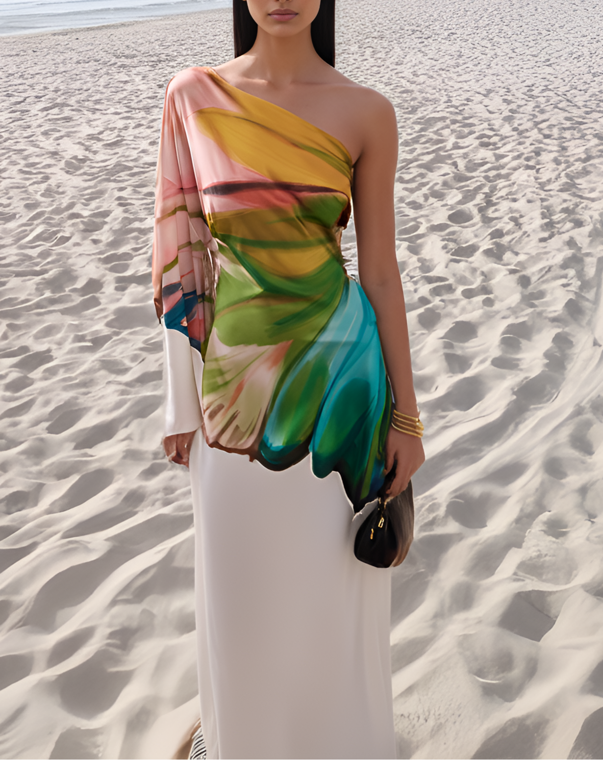 Flora Hand Painted Cream Gown