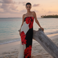 Hibiscus Black White Tube Gown