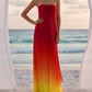 Red Yellow Ombre Tube Gown
