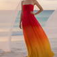 Red Yellow Ombre Tube Gown
