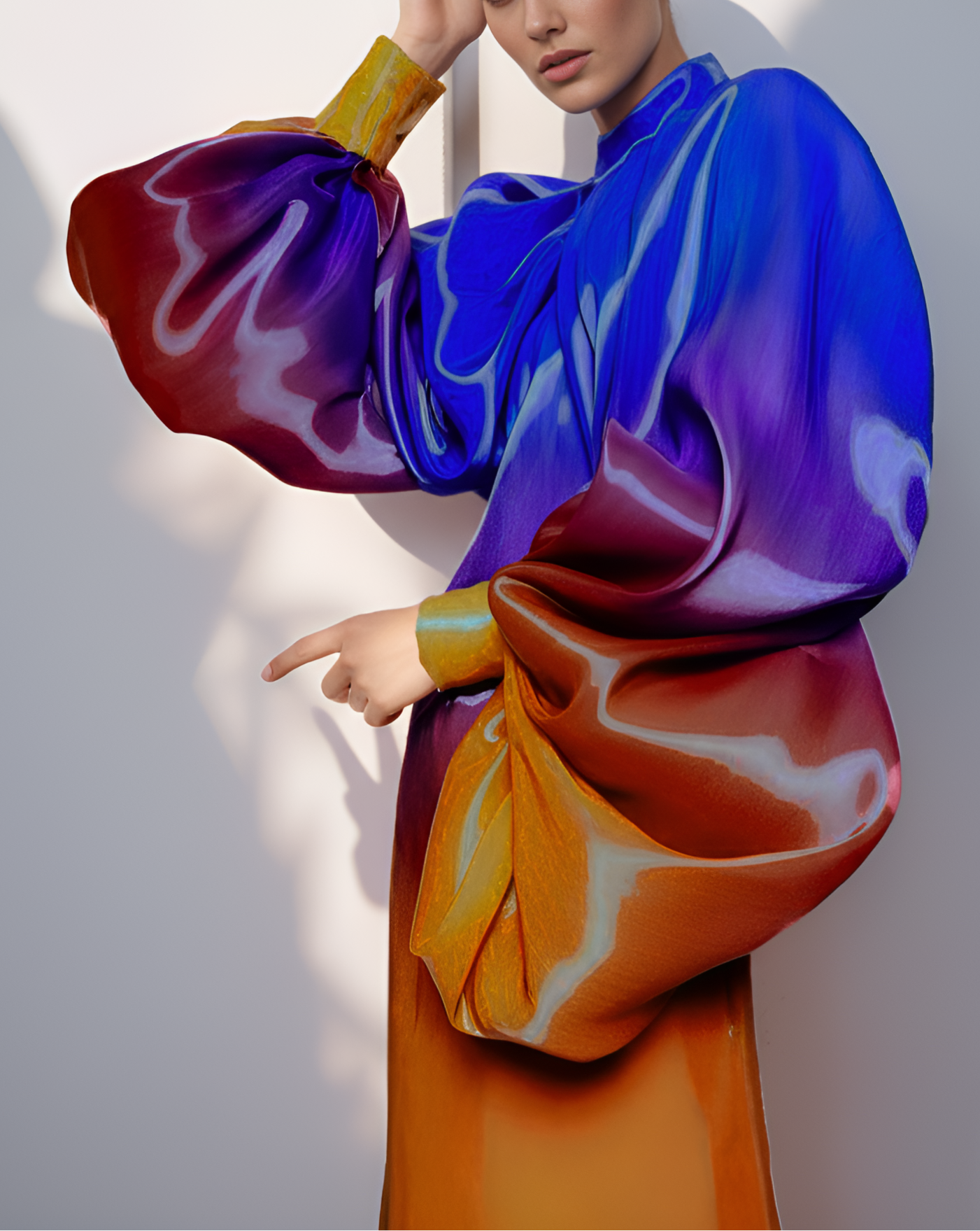 Glass Ombre Blue Orange Retro Puff Dress