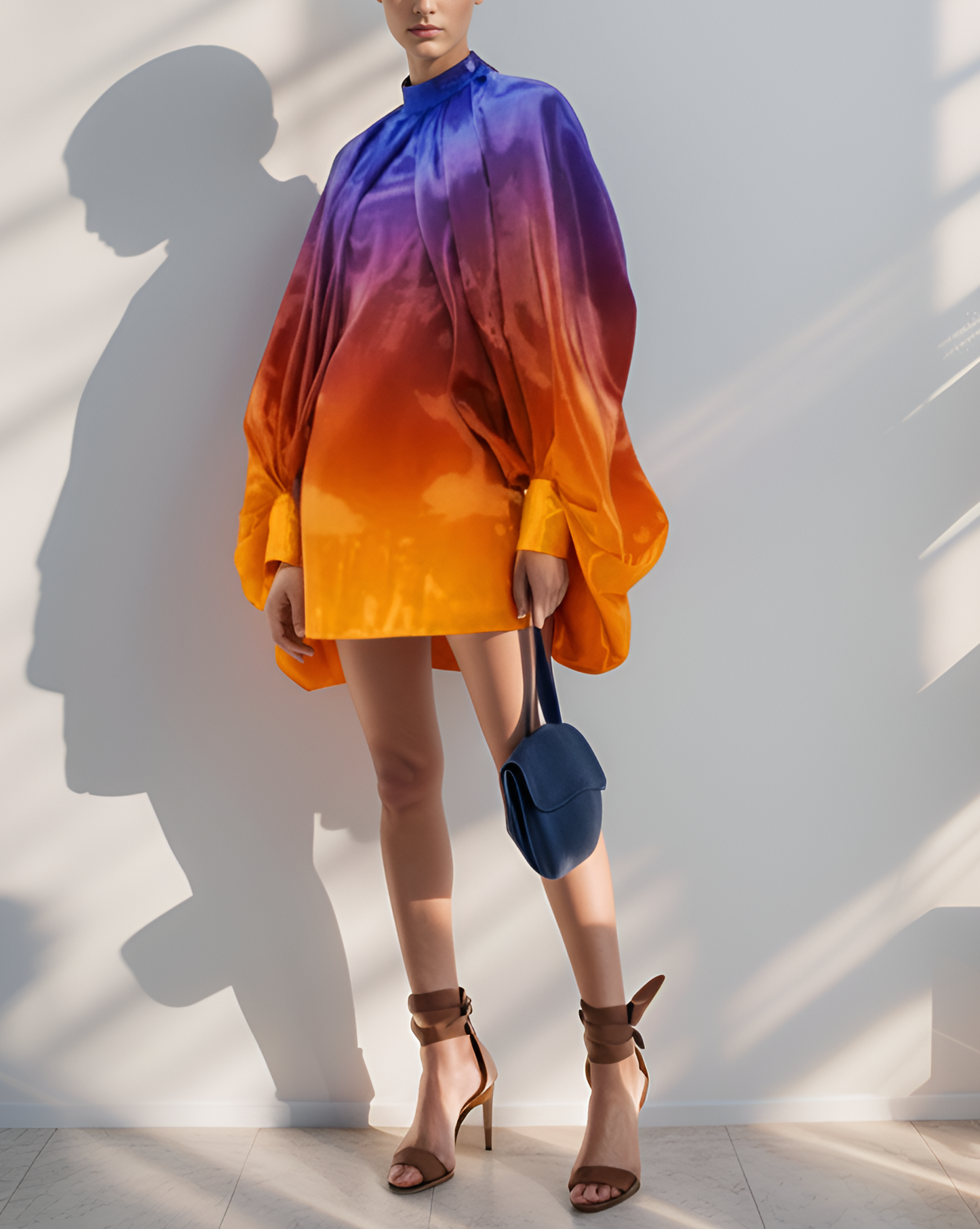 Glass Ombre Blue Orange Retro Puff Dress