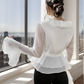 White Double Ruffle Wrap Top