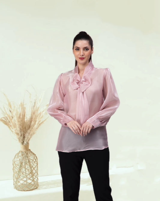 CLEARANCE - Pink Glass Organza Top