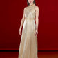Metallic Gold Halter Gown