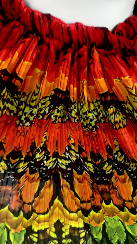 Scarlet Macaw Pleated Skirt